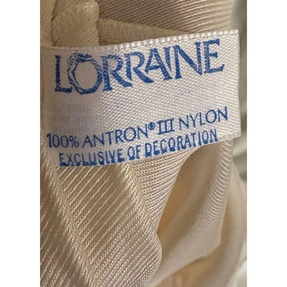 VINTAGE Lorraine Full Slip Womens Tall 34 Ivory Nylon Lace Trim Made USA - Picture 7 of 7